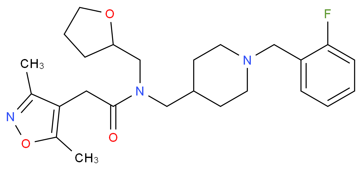 2-(3,5-dimethyl-4-isoxazolyl)-N-{[1-(2-fluorobenzyl)-4-piperidinyl]methyl}-N-(tetrahydro-2-furanylmethyl)acetamide_Molecular_structure_CAS_)