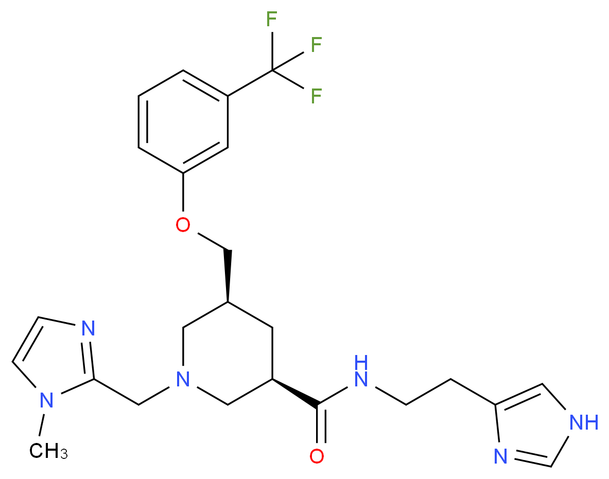 (3R,5S)-N-[2-(1H-imidazol-4-yl)ethyl]-1-[(1-methyl-1H-imidazol-2-yl)methyl]-5-{[3-(trifluoromethyl)phenoxy]methyl}-3-piperidinecarboxamide_Molecular_structure_CAS_)