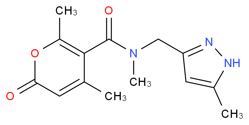 N,4,6-trimethyl-N-[(5-methyl-1H-pyrazol-3-yl)methyl]-2-oxo-2H-pyran-5-carboxamide_Molecular_structure_CAS_)