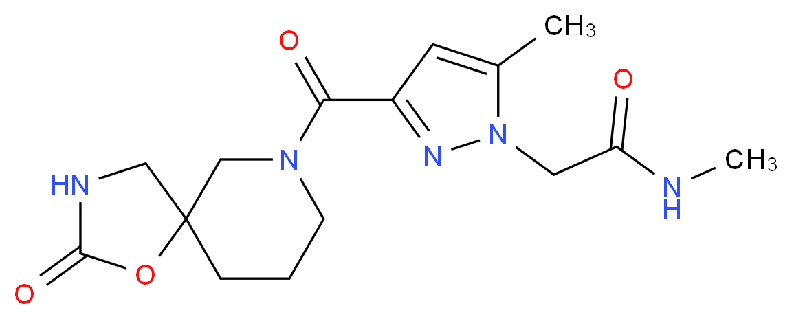 N-methyl-2-{5-methyl-3-[(2-oxo-1-oxa-3,7-diazaspiro[4.5]dec-7-yl)carbonyl]-1H-pyrazol-1-yl}acetamide_Molecular_structure_CAS_)