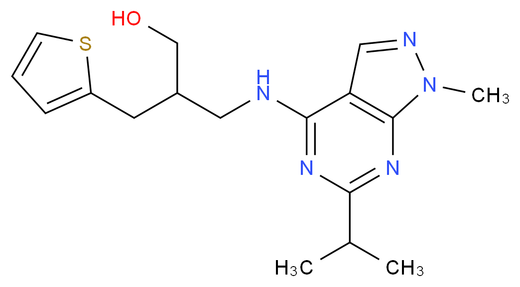 3-[(6-isopropyl-1-methyl-1H-pyrazolo[3,4-d]pyrimidin-4-yl)amino]-2-(2-thienylmethyl)-1-propanol_Molecular_structure_CAS_)