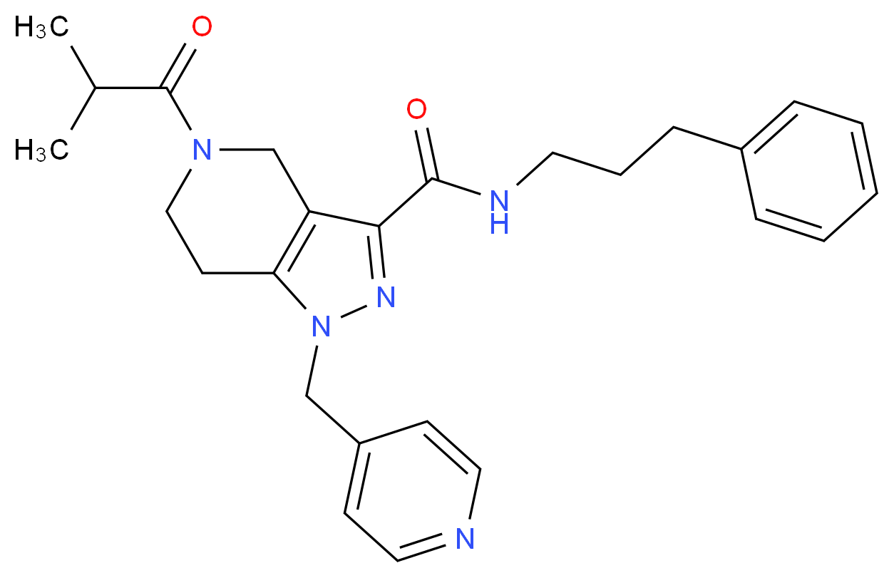 5-isobutyryl-N-(3-phenylpropyl)-1-(4-pyridinylmethyl)-4,5,6,7-tetrahydro-1H-pyrazolo[4,3-c]pyridine-3-carboxamide_Molecular_structure_CAS_)