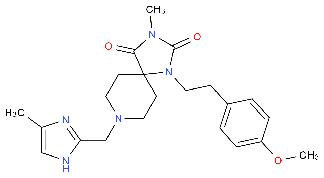 1-[2-(4-methoxyphenyl)ethyl]-3-methyl-8-[(4-methyl-1H-imidazol-2-yl)methyl]-1,3,8-triazaspiro[4.5]decane-2,4-dione_Molecular_structure_CAS_)