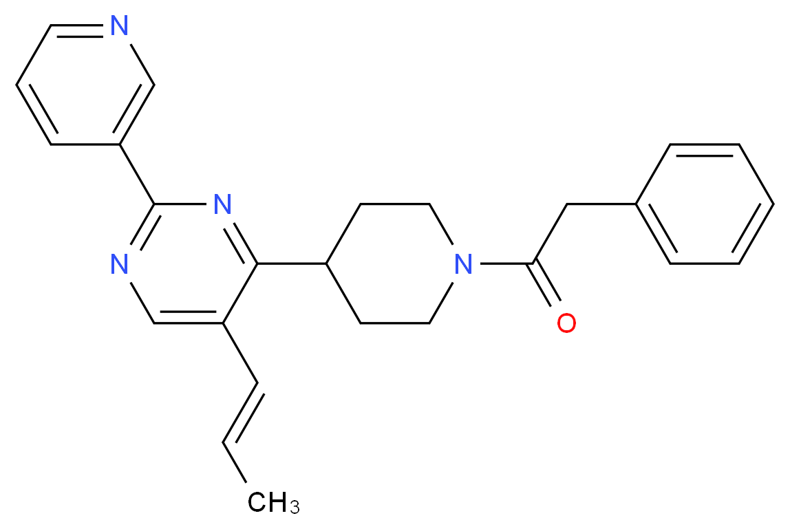 4-[1-(phenylacetyl)-4-piperidinyl]-5-[(1E)-1-propen-1-yl]-2-(3-pyridinyl)pyrimidine_Molecular_structure_CAS_)