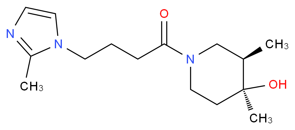 (3R*,4S*)-3,4-dimethyl-1-[4-(2-methyl-1H-imidazol-1-yl)butanoyl]piperidin-4-ol_Molecular_structure_CAS_)