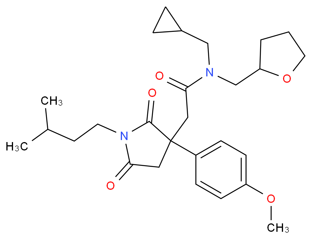 N-(cyclopropylmethyl)-2-[3-(4-methoxyphenyl)-1-(3-methylbutyl)-2,5-dioxo-3-pyrrolidinyl]-N-(tetrahydro-2-furanylmethyl)acetamide_Molecular_structure_CAS_)