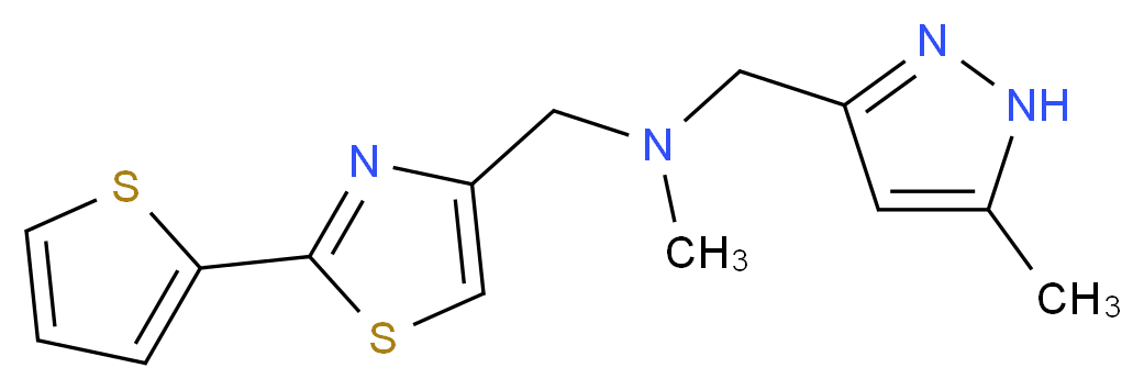 N-methyl-1-(5-methyl-1H-pyrazol-3-yl)-N-{[2-(2-thienyl)-1,3-thiazol-4-yl]methyl}methanamine_Molecular_structure_CAS_)