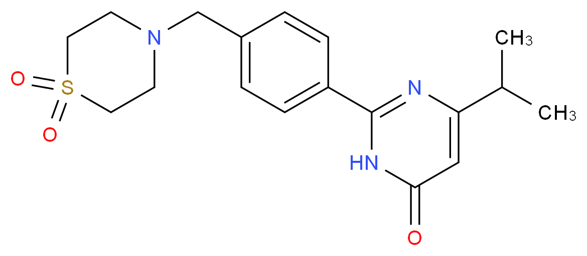 2-{4-[(1,1-dioxidothiomorpholin-4-yl)methyl]phenyl}-6-isopropylpyrimidin-4(3H)-one_Molecular_structure_CAS_)