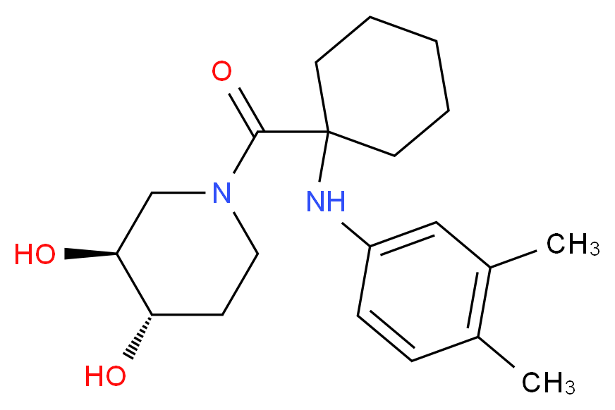 (3S*,4S*)-1-({1-[(3,4-dimethylphenyl)amino]cyclohexyl}carbonyl)piperidine-3,4-diol_Molecular_structure_CAS_)