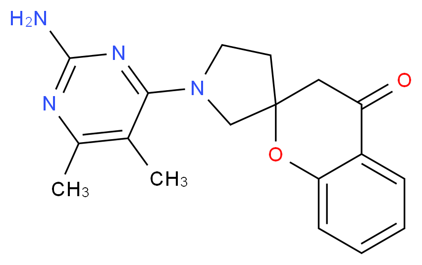 1'-(2-amino-5,6-dimethylpyrimidin-4-yl)spiro[chromene-2,3'-pyrrolidin]-4(3H)-one_Molecular_structure_CAS_)