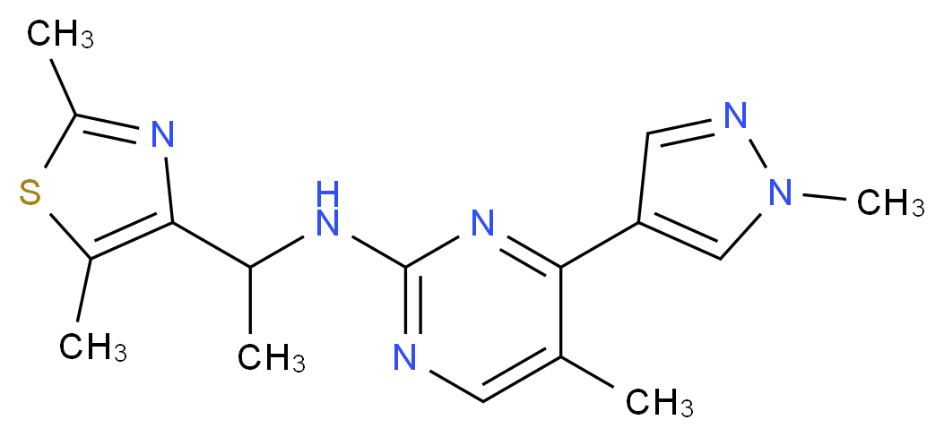 N-[1-(2,5-dimethyl-1,3-thiazol-4-yl)ethyl]-5-methyl-4-(1-methyl-1H-pyrazol-4-yl)pyrimidin-2-amine_Molecular_structure_CAS_)