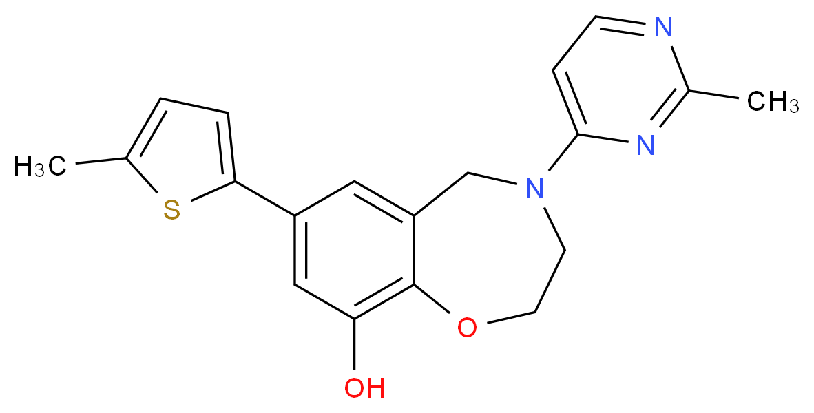 4-(2-methylpyrimidin-4-yl)-7-(5-methyl-2-thienyl)-2,3,4,5-tetrahydro-1,4-benzoxazepin-9-ol_Molecular_structure_CAS_)