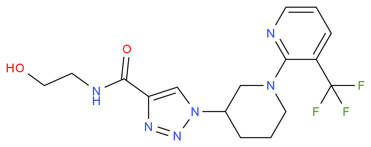 N-(2-hydroxyethyl)-1-{1-[3-(trifluoromethyl)pyridin-2-yl]piperidin-3-yl}-1H-1,2,3-triazole-4-carboxamide_Molecular_structure_CAS_)