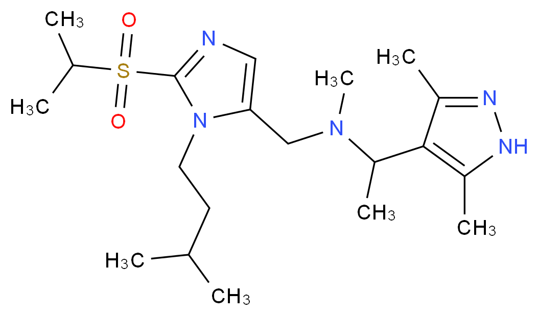 1-(3,5-dimethyl-1H-pyrazol-4-yl)-N-{[2-(isopropylsulfonyl)-1-(3-methylbutyl)-1H-imidazol-5-yl]methyl}-N-methylethanamine_Molecular_structure_CAS_)