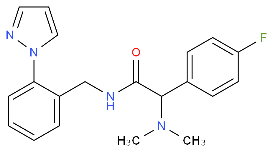 2-(dimethylamino)-2-(4-fluorophenyl)-N-[2-(1H-pyrazol-1-yl)benzyl]acetamide_Molecular_structure_CAS_)