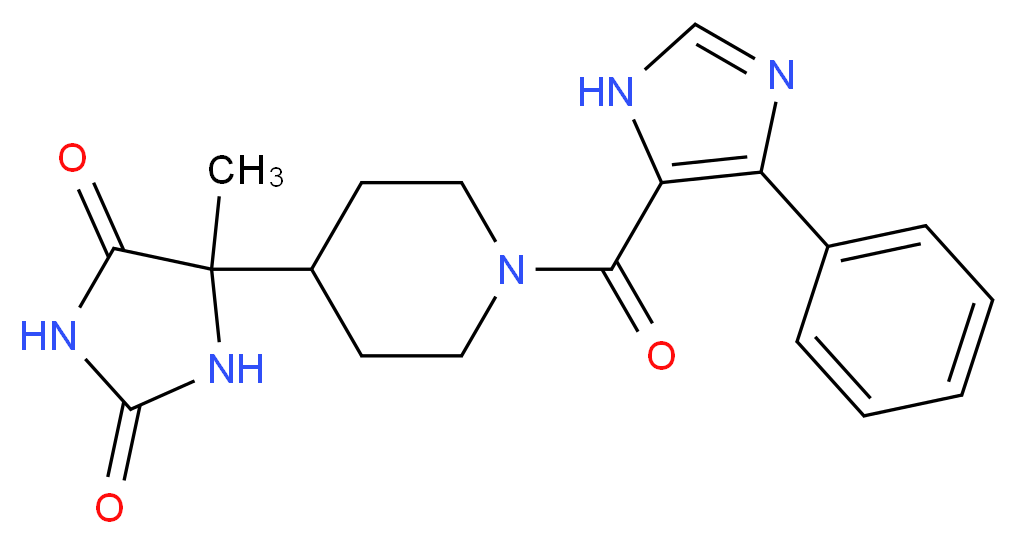 5-methyl-5-{1-[(4-phenyl-1H-imidazol-5-yl)carbonyl]piperidin-4-yl}imidazolidine-2,4-dione_Molecular_structure_CAS_)