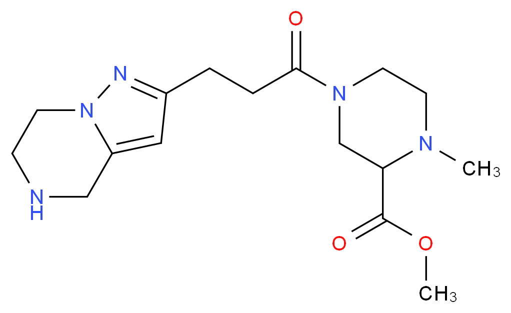 methyl 1-methyl-4-[3-(4,5,6,7-tetrahydropyrazolo[1,5-a]pyrazin-2-yl)propanoyl]-2-piperazinecarboxylate_Molecular_structure_CAS_)