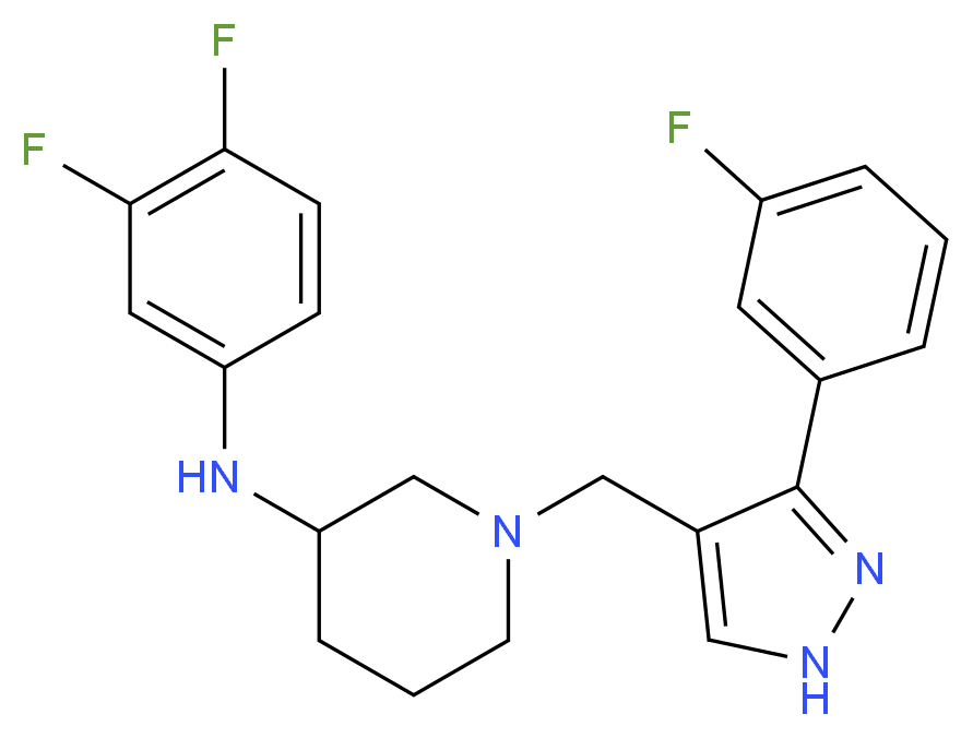 N-(3,4-difluorophenyl)-1-{[3-(3-fluorophenyl)-1H-pyrazol-4-yl]methyl}-3-piperidinamine_Molecular_structure_CAS_)