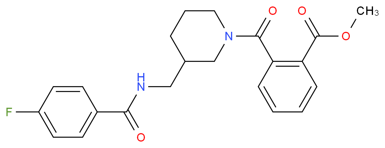 methyl 2-[(3-{[(4-fluorobenzoyl)amino]methyl}-1-piperidinyl)carbonyl]benzoate_Molecular_structure_CAS_)