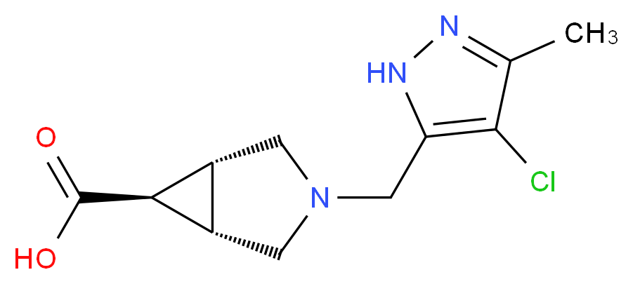 (1R*,5S*,6r)-3-[(4-chloro-3-methyl-1H-pyrazol-5-yl)methyl]-3-azabicyclo[3.1.0]hexane-6-carboxylic acid_Molecular_structure_CAS_)