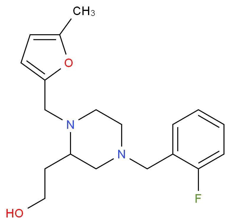 2-{4-(2-fluorobenzyl)-1-[(5-methyl-2-furyl)methyl]-2-piperazinyl}ethanol_Molecular_structure_CAS_)
