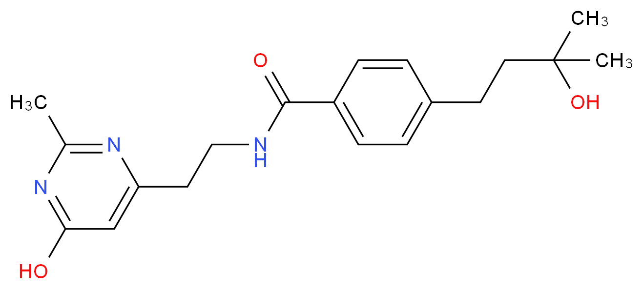 4-(3-hydroxy-3-methylbutyl)-N-[2-(6-hydroxy-2-methyl-4-pyrimidinyl)ethyl]benzamide_Molecular_structure_CAS_)