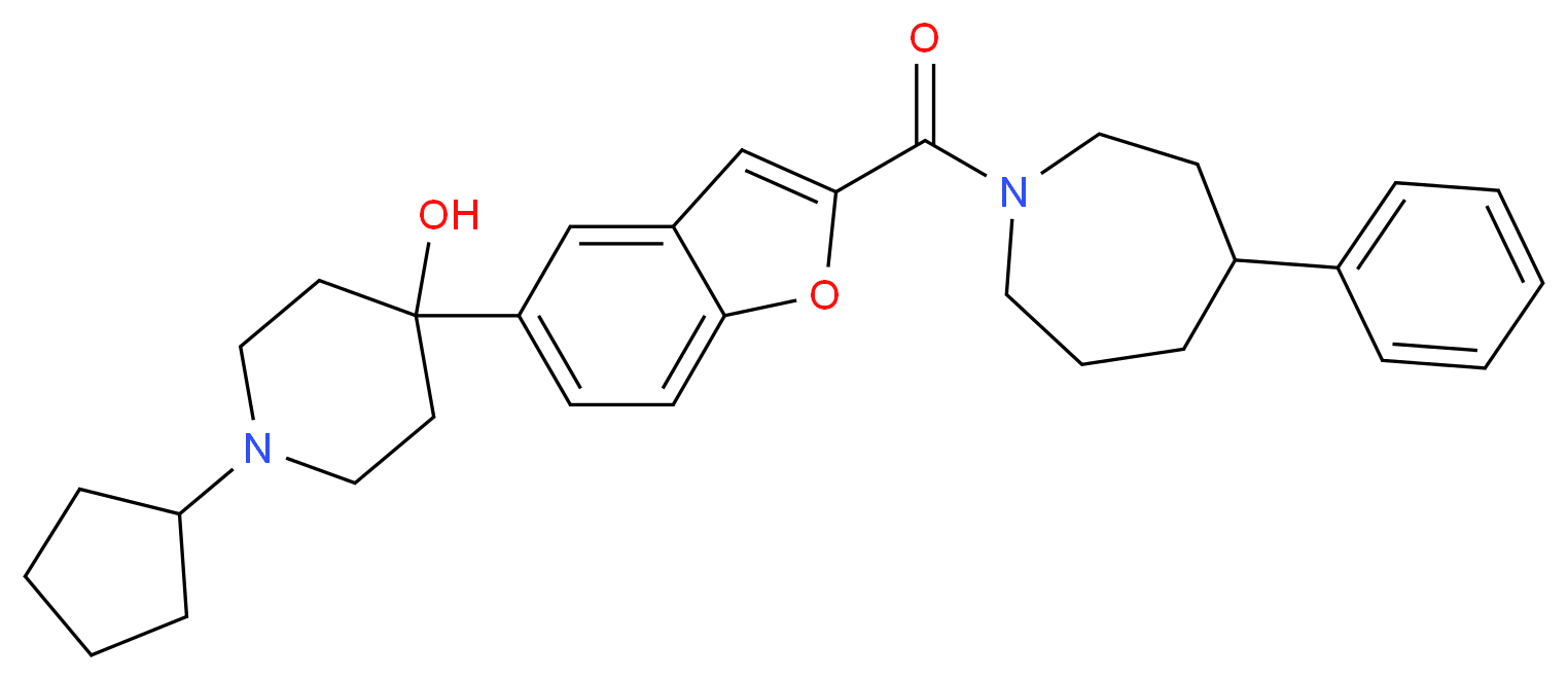1-cyclopentyl-4-{2-[(4-phenyl-1-azepanyl)carbonyl]-1-benzofuran-5-yl}-4-piperidinol_Molecular_structure_CAS_)