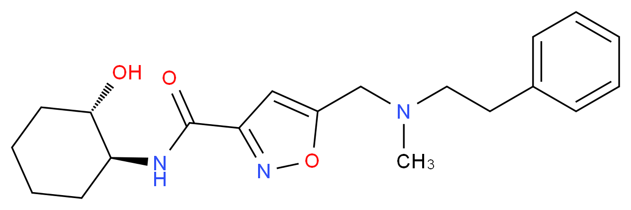 N-[(1S*,2S*)-2-hydroxycyclohexyl]-5-{[methyl(2-phenylethyl)amino]methyl}isoxazole-3-carboxamide_Molecular_structure_CAS_)