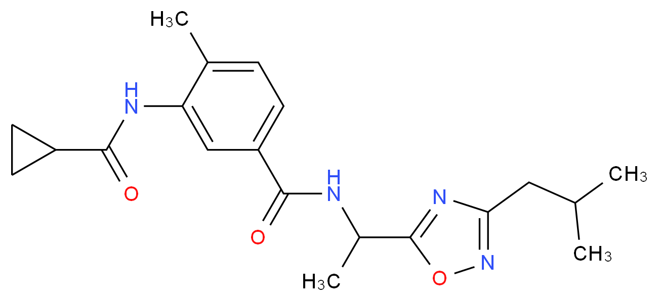 3-[(cyclopropylcarbonyl)amino]-N-[1-(3-isobutyl-1,2,4-oxadiazol-5-yl)ethyl]-4-methylbenzamide_Molecular_structure_CAS_)
