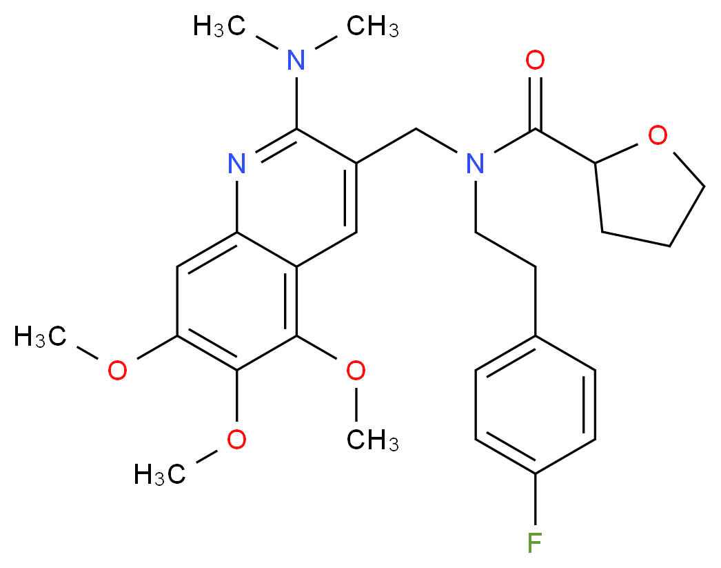 N-{[2-(dimethylamino)-5,6,7-trimethoxy-3-quinolinyl]methyl}-N-[2-(4-fluorophenyl)ethyl]tetrahydro-2-furancarboxamide_Molecular_structure_CAS_)