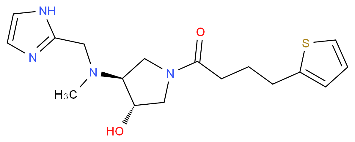 (3S*,4S*)-4-[(1H-imidazol-2-ylmethyl)(methyl)amino]-1-[4-(2-thienyl)butanoyl]-3-pyrrolidinol_Molecular_structure_CAS_)