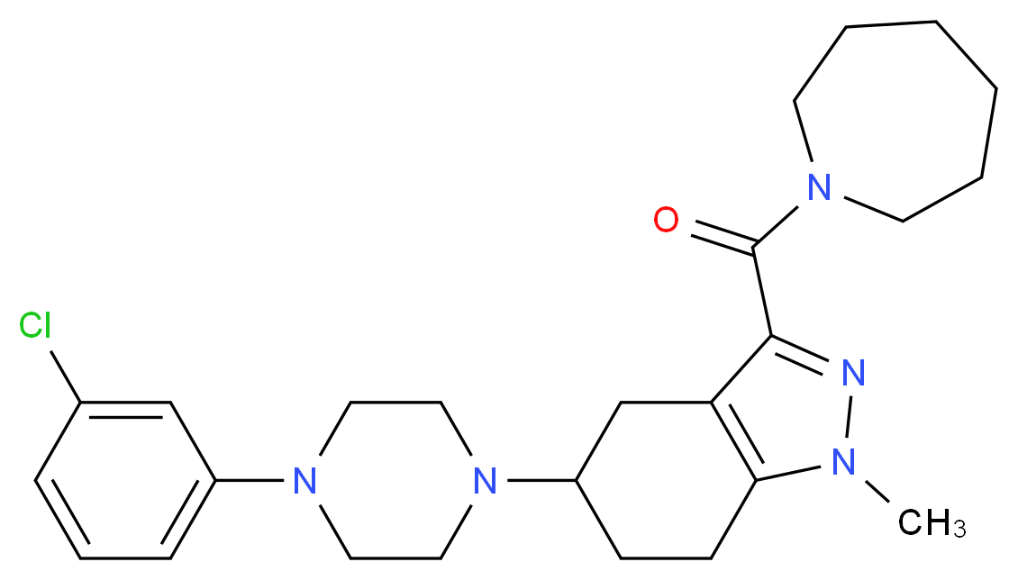 3-(1-azepanylcarbonyl)-5-[4-(3-chlorophenyl)-1-piperazinyl]-1-methyl-4,5,6,7-tetrahydro-1H-indazole_Molecular_structure_CAS_)