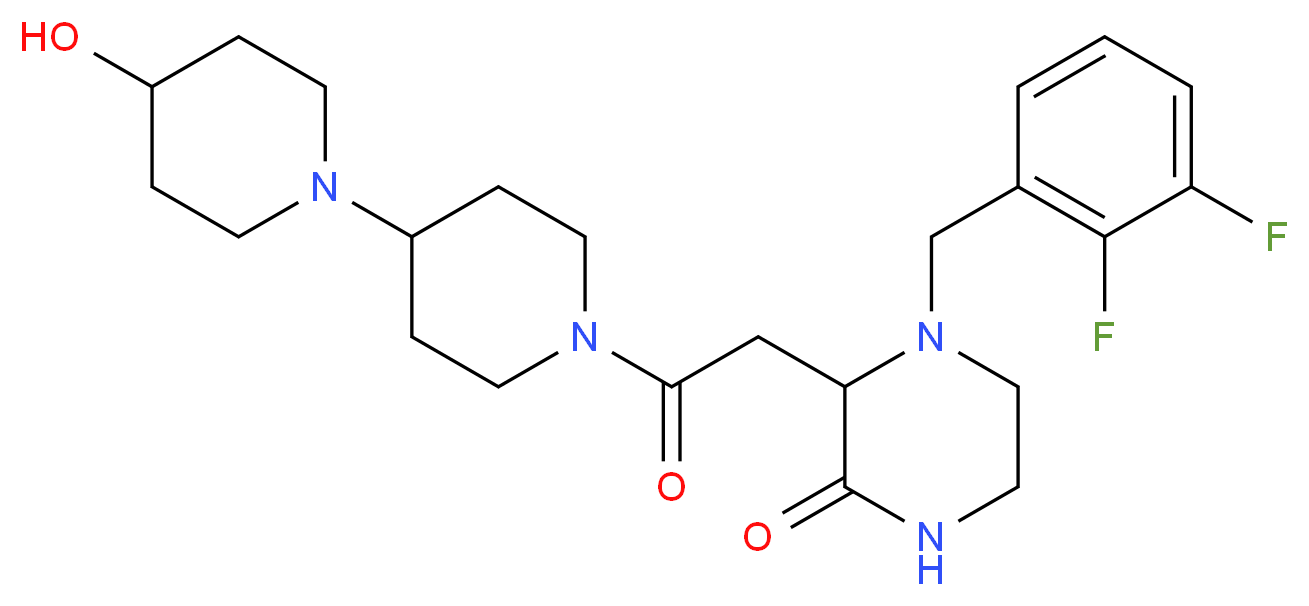 4-(2,3-difluorobenzyl)-3-[2-(4-hydroxy-1,4'-bipiperidin-1'-yl)-2-oxoethyl]-2-piperazinone_Molecular_structure_CAS_)