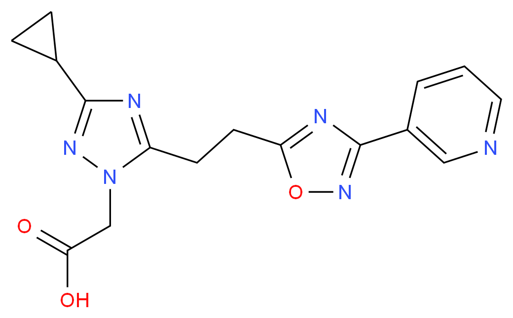 {3-cyclopropyl-5-[2-(3-pyridin-3-yl-1,2,4-oxadiazol-5-yl)ethyl]-1H-1,2,4-triazol-1-yl}acetic acid_Molecular_structure_CAS_)