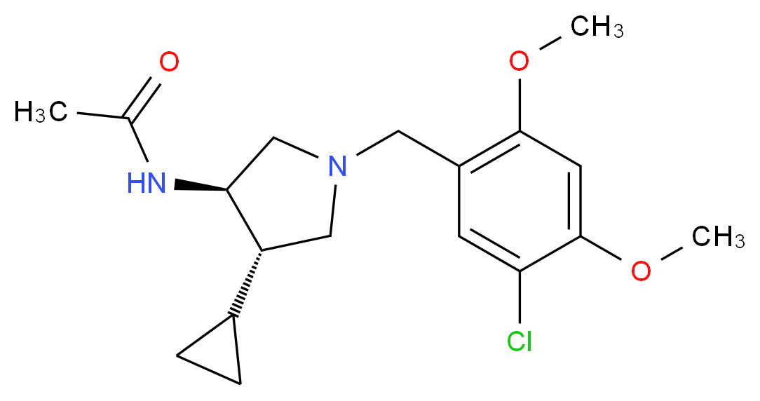 N-[(3R*,4S*)-1-(5-chloro-2,4-dimethoxybenzyl)-4-cyclopropyl-3-pyrrolidinyl]acetamide_Molecular_structure_CAS_)