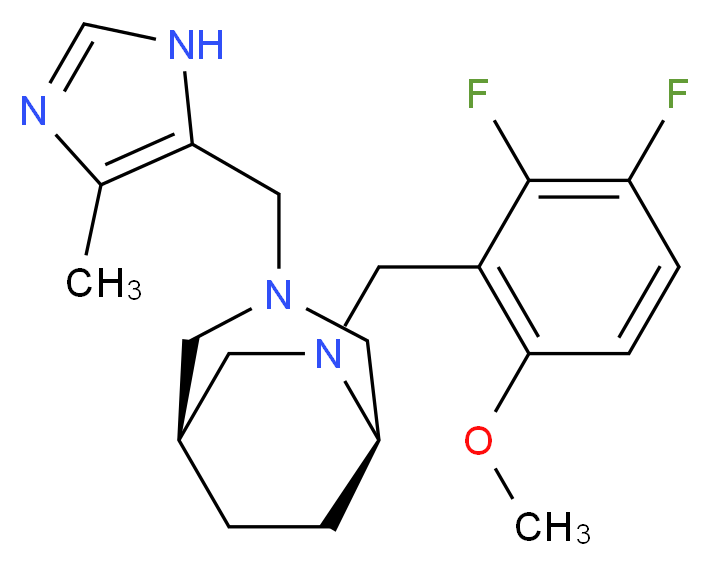 (1S*,5R*)-6-(2,3-difluoro-6-methoxybenzyl)-3-[(4-methyl-1H-imidazol-5-yl)methyl]-3,6-diazabicyclo[3.2.2]nonane_Molecular_structure_CAS_)