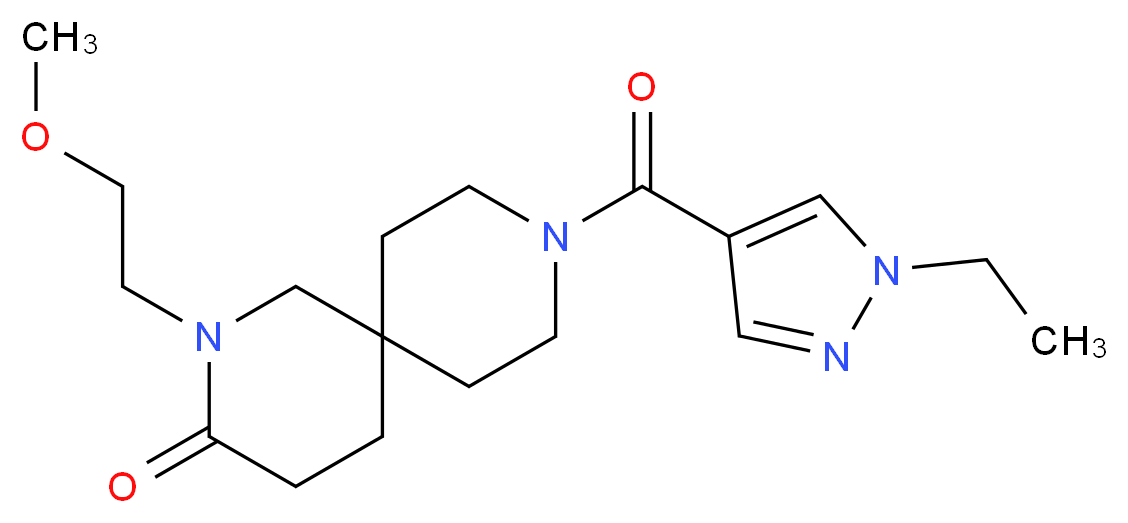 9-[(1-ethyl-1H-pyrazol-4-yl)carbonyl]-2-(2-methoxyethyl)-2,9-diazaspiro[5.5]undecan-3-one_Molecular_structure_CAS_)
