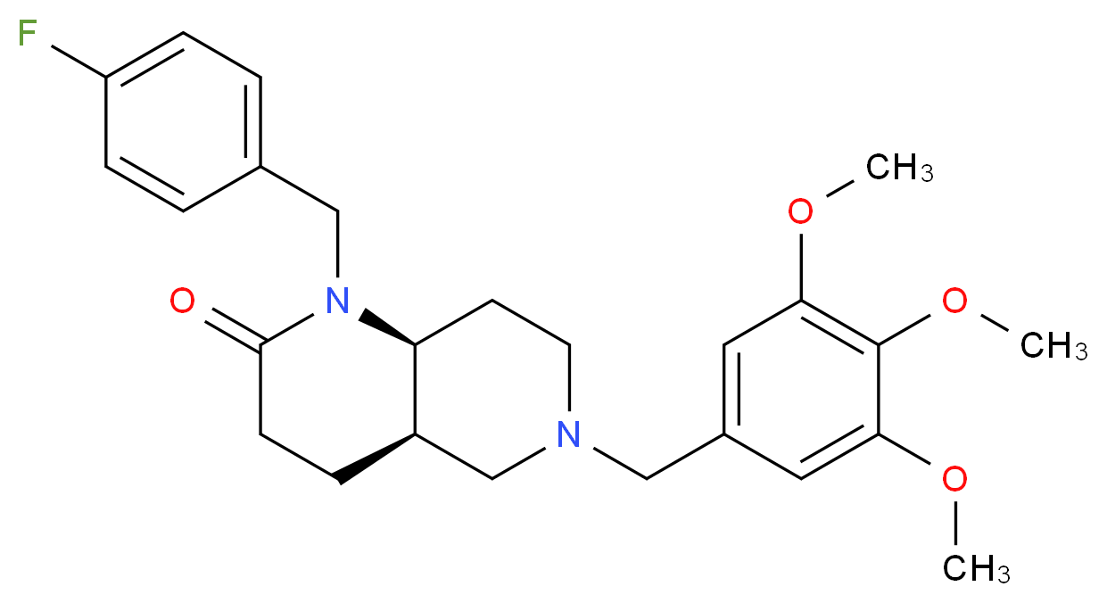 (4aR*,8aS*)-1-(4-fluorobenzyl)-6-(3,4,5-trimethoxybenzyl)octahydro-1,6-naphthyridin-2(1H)-one_Molecular_structure_CAS_)