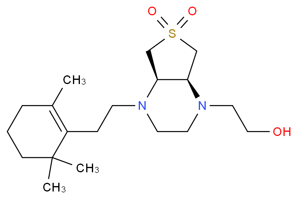2-[(4aR*,7aS*)-6,6-dioxido-4-[2-(2,6,6-trimethylcyclohex-1-en-1-yl)ethyl]hexahydrothieno[3,4-b]pyrazin-1(2H)-yl]ethanol_Molecular_structure_CAS_)
