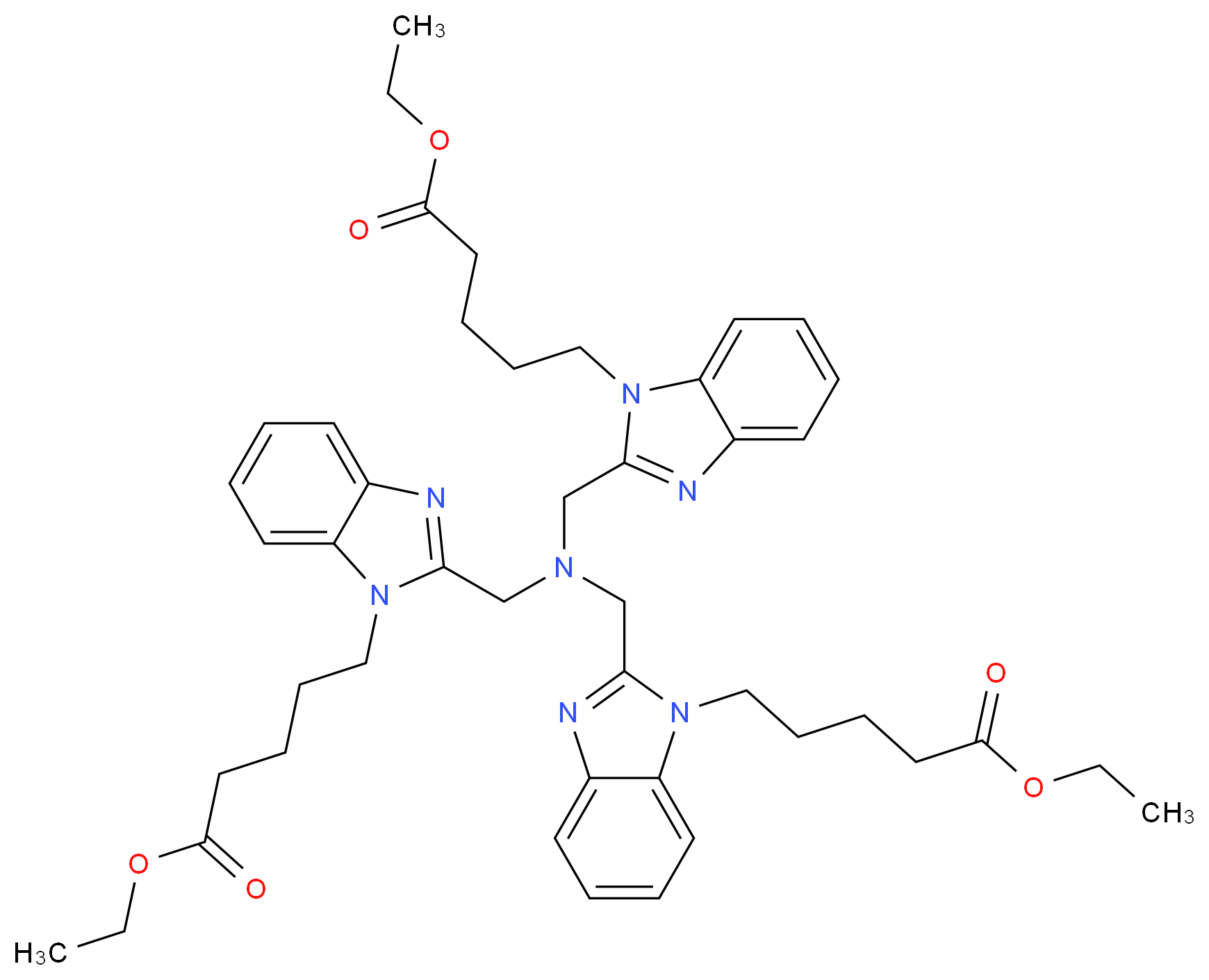 Triethyl 5,5′,5′′-[2,2′,2′′-nitrilotris(methylene)tris(1H-benzo[d]imidazole-2,1-diyl)]tripentanoate_Molecular_structure_CAS_956299-56-2)