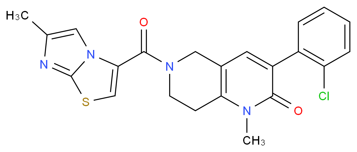 3-(2-chlorophenyl)-1-methyl-6-[(6-methylimidazo[2,1-b][1,3]thiazol-3-yl)carbonyl]-5,6,7,8-tetrahydro-1,6-naphthyridin-2(1H)-one_Molecular_structure_CAS_)