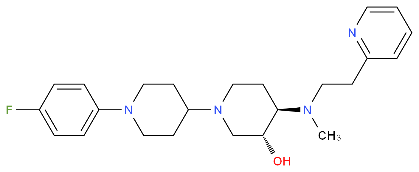 (3R*,4R*)-1'-(4-fluorophenyl)-4-{methyl[2-(2-pyridinyl)ethyl]amino}-1,4'-bipiperidin-3-ol_Molecular_structure_CAS_)