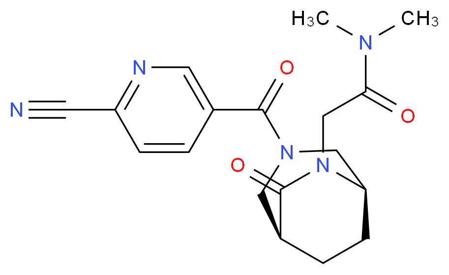 2-{(1S*,5R*)-3-[(6-cyanopyridin-3-yl)carbonyl]-7-oxo-3,6-diazabicyclo[3.2.2]non-6-yl}-N,N-dimethylacetamide_Molecular_structure_CAS_)