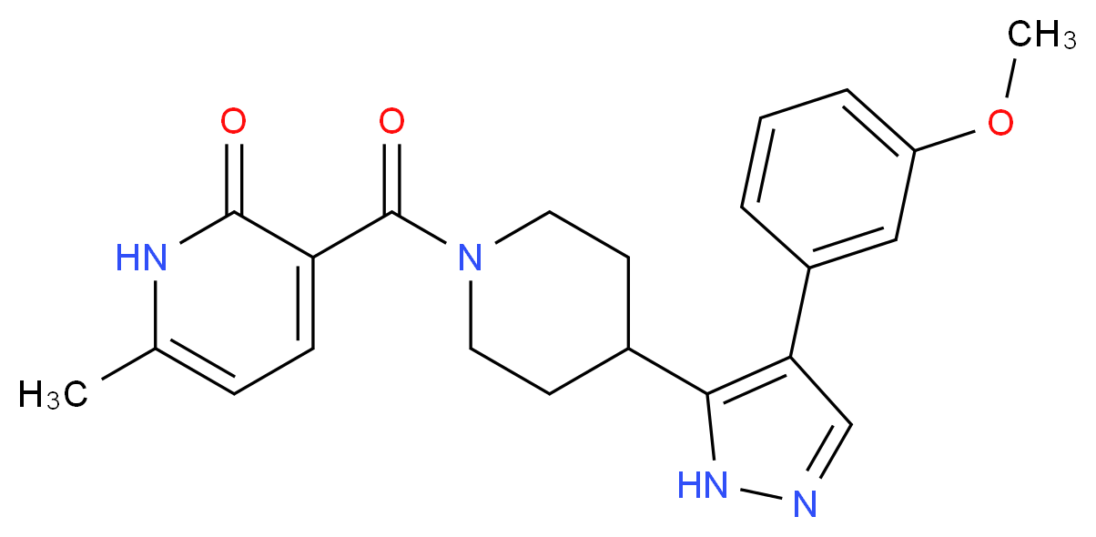 3-({4-[4-(3-methoxyphenyl)-1H-pyrazol-5-yl]piperidin-1-yl}carbonyl)-6-methylpyridin-2(1H)-one_Molecular_structure_CAS_)