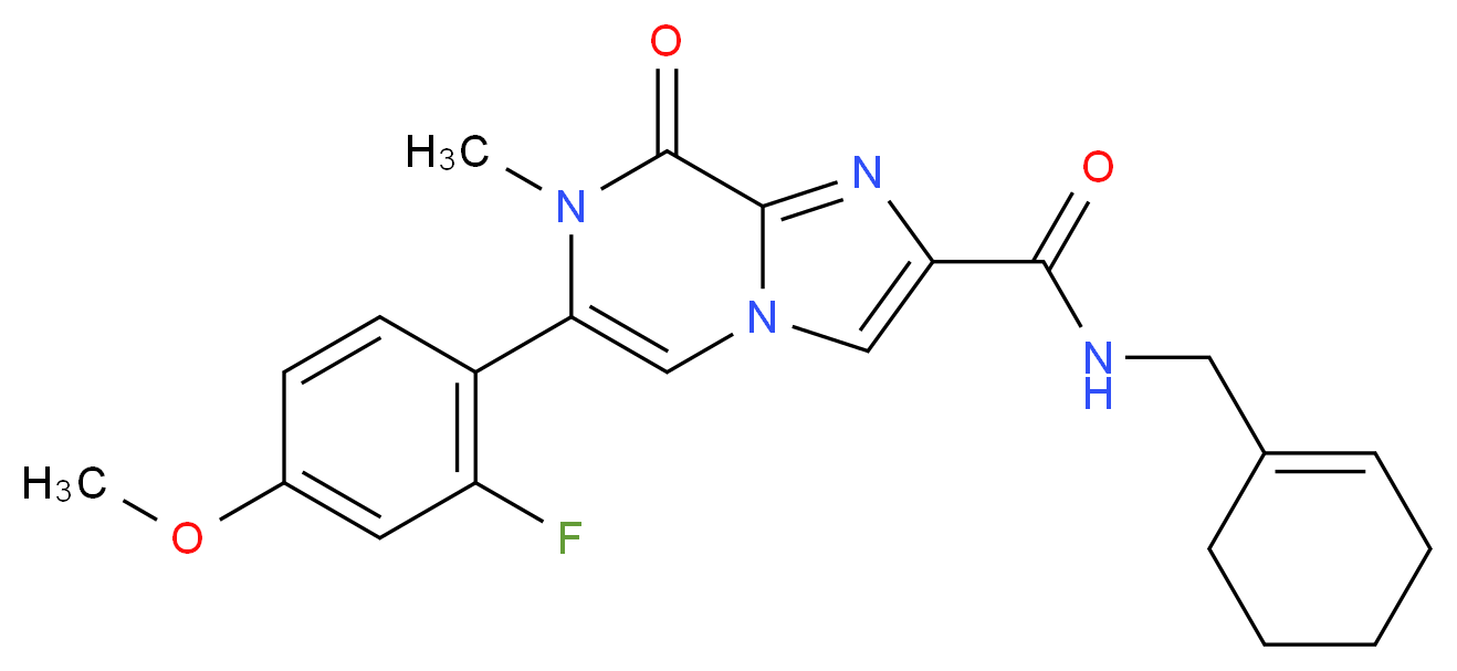 N-(cyclohex-1-en-1-ylmethyl)-6-(2-fluoro-4-methoxyphenyl)-7-methyl-8-oxo-7,8-dihydroimidazo[1,2-a]pyrazine-2-carboxamide_Molecular_structure_CAS_)