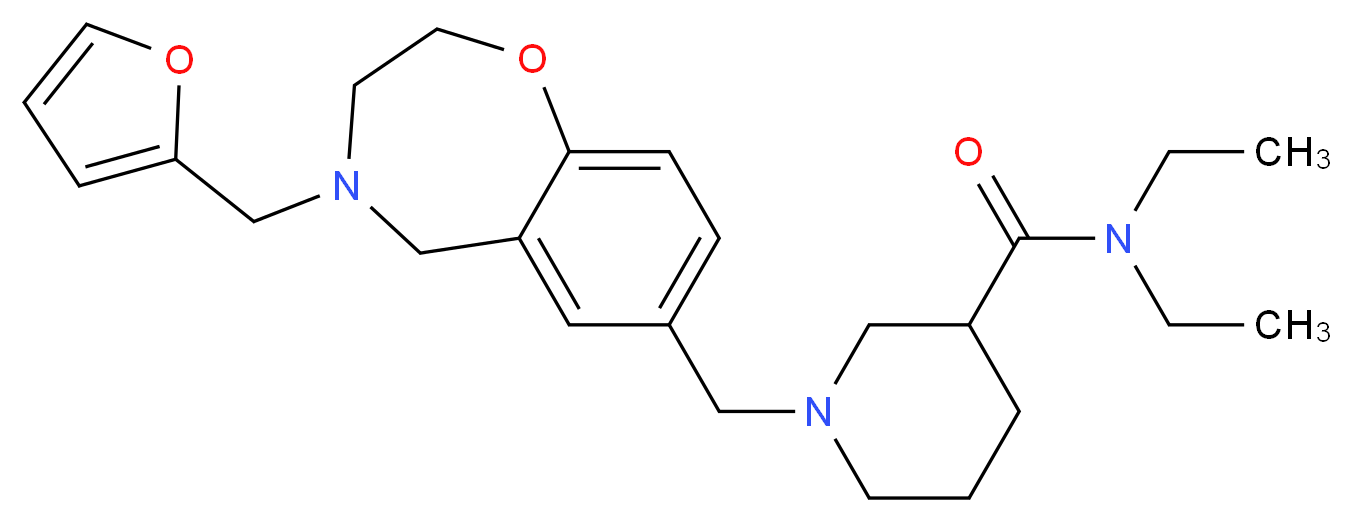 N,N-diethyl-1-{[4-(2-furylmethyl)-2,3,4,5-tetrahydro-1,4-benzoxazepin-7-yl]methyl}-3-piperidinecarboxamide_Molecular_structure_CAS_)