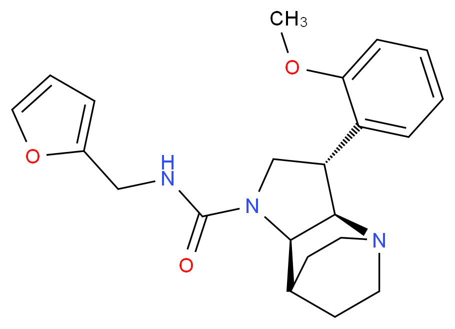 (2R*,3S*,6R*)-N-(2-furylmethyl)-3-(2-methoxyphenyl)-1,5-diazatricyclo[5.2.2.0~2,6~]undecane-5-carboxamide_Molecular_structure_CAS_)