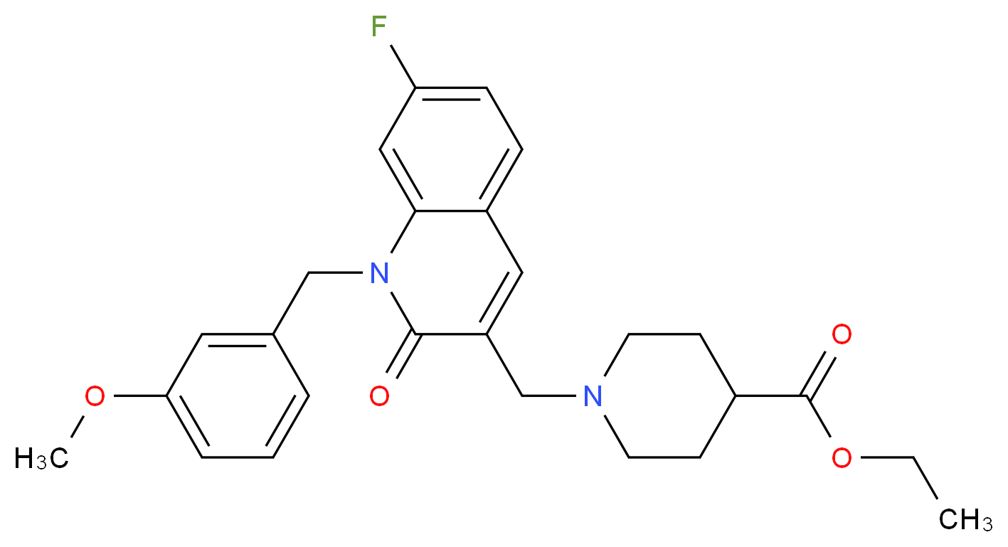 ethyl 1-{[7-fluoro-1-(3-methoxybenzyl)-2-oxo-1,2-dihydro-3-quinolinyl]methyl}-4-piperidinecarboxylate_Molecular_structure_CAS_)