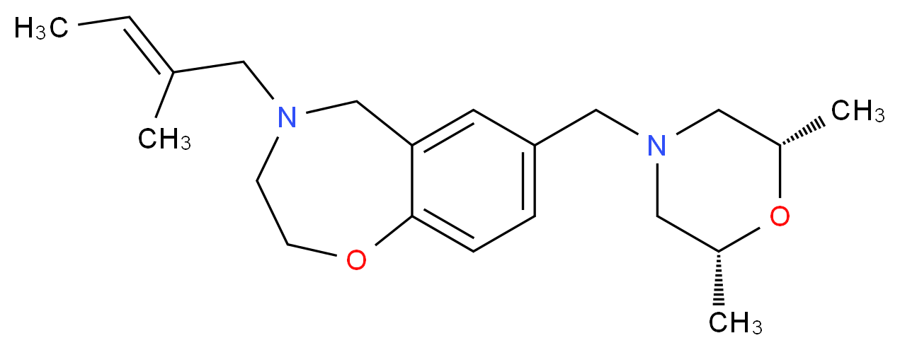 7-{[(2R*,6S*)-2,6-dimethyl-4-morpholinyl]methyl}-4-[(2E)-2-methyl-2-buten-1-yl]-2,3,4,5-tetrahydro-1,4-benzoxazepine_Molecular_structure_CAS_)