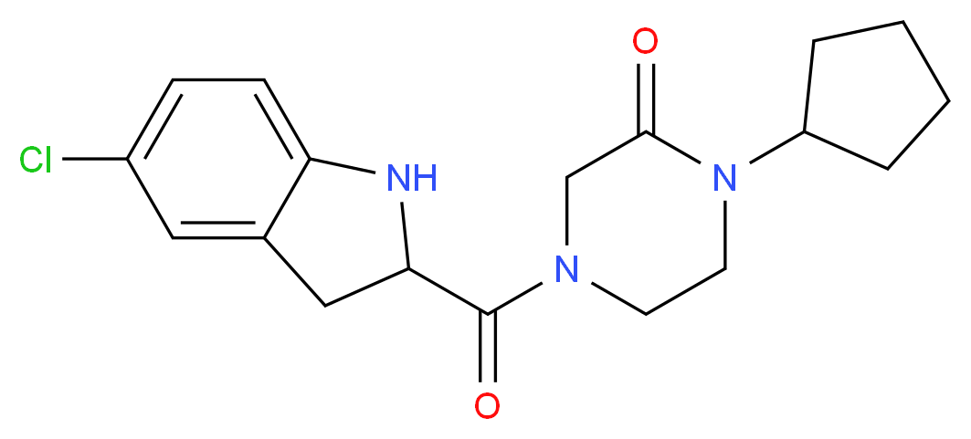 4-[(5-chloro-2,3-dihydro-1H-indol-2-yl)carbonyl]-1-cyclopentylpiperazin-2-one_Molecular_structure_CAS_)
